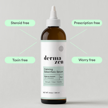 Load image into Gallery viewer, Dermazen Calming Seborrheic Serum bottle with text: Steroid free, Toxin free, Prescription free, Worry free.
